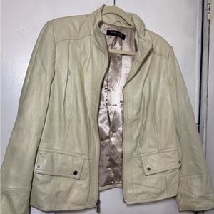 Anne Klein Women's Off-White Leather Jacket
